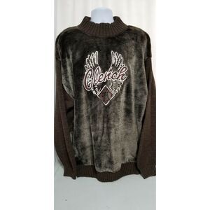 Vintage Men's Clench The Pride Series XXL Brown Sweater Wings Plush Pile Front